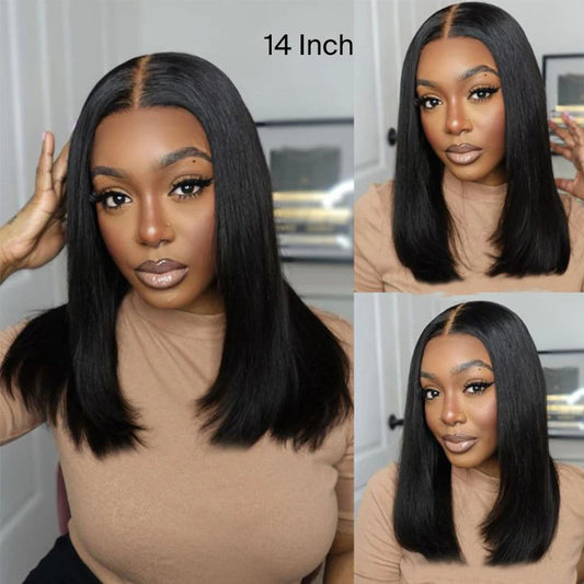 13x4 Straight Bob Invisible Knots Natural Black Beginner Friendly