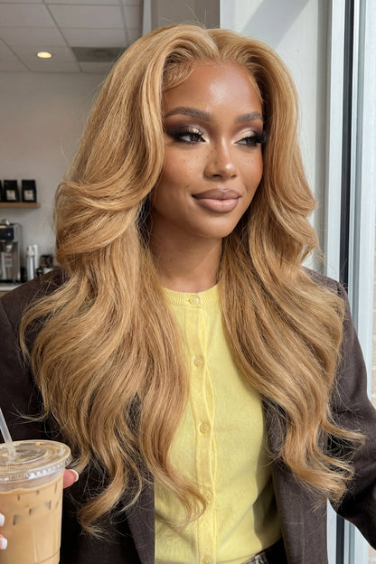 13x4 Body Wave honey blonde Human Hair Wig#27