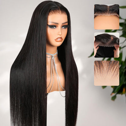 4x4 Lace Closure Wig Human Hair Straight Wig Pre Plucked