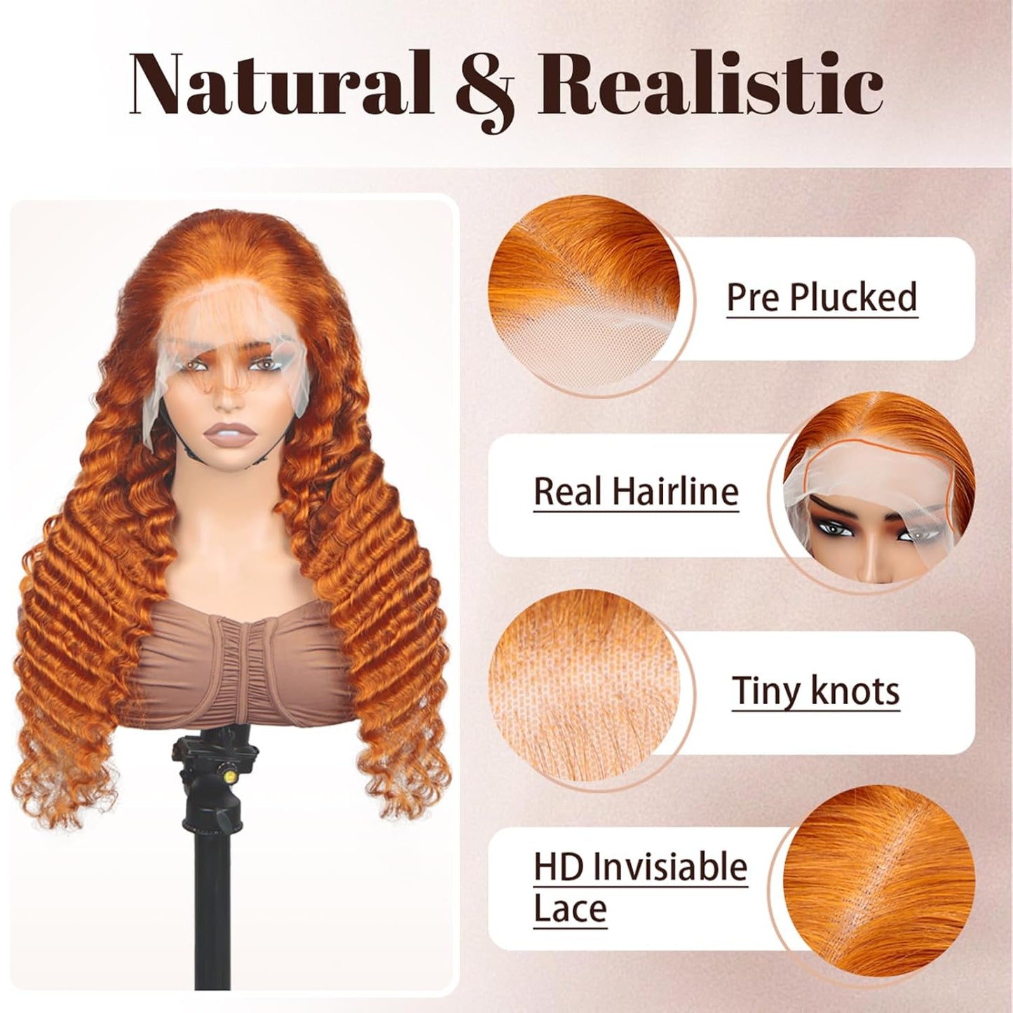 Full 13x6 GInger #350 Deep Wave Lace Front Wigs Human Hair
