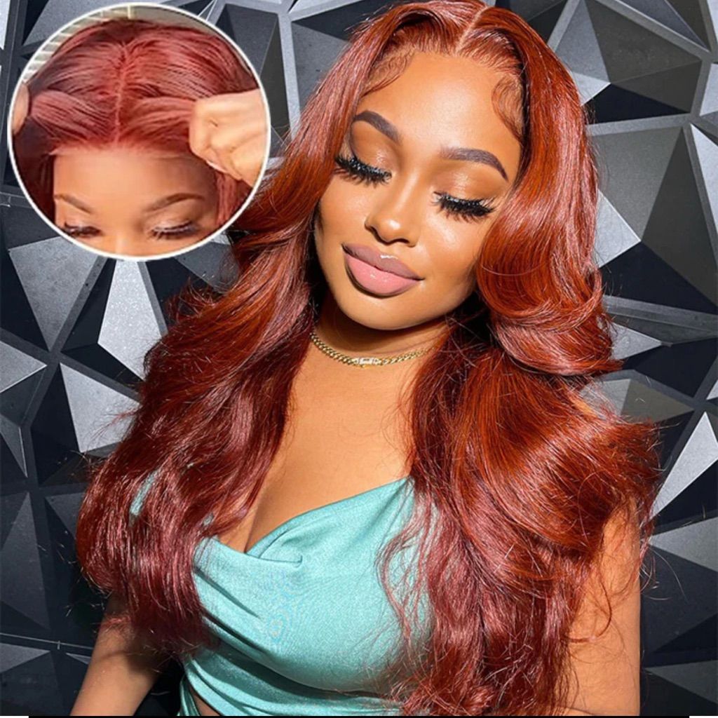 reddish brown body wave wig