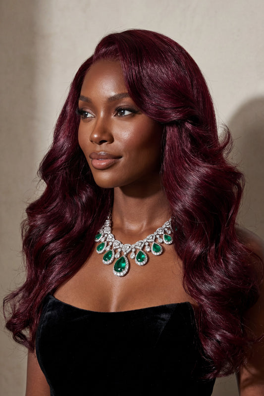 burgundy body wave lace front wig
