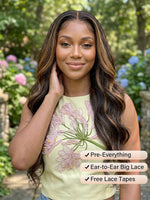 highlight wig body wave 13x4 lace front wigs black human hair with brown highlights | WigOutlets