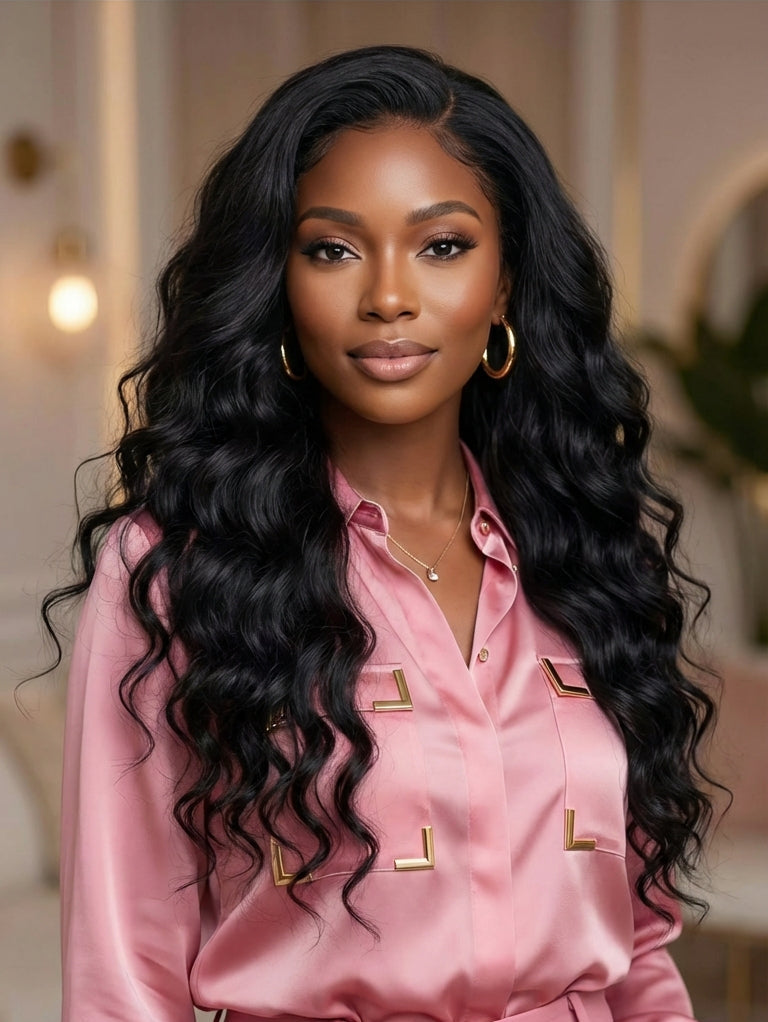 Full 13x6 Water Wave Natural Black Wig