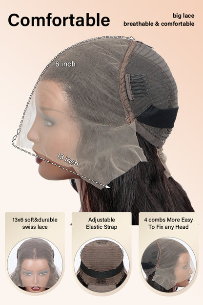 Detailed view of the Wig-Outlets 13x6 lace front wig construction, showcasing the intricate lace cap and well-structured wefts. The wig is designed for natural-looking wear and ease of styling.