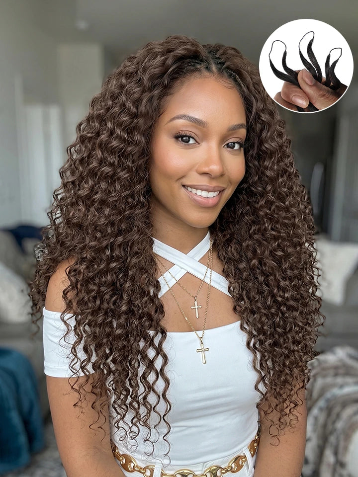 Chocolate Brown Crochet Hair Extension Deep Wave Human Hair Extensions