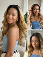 black brown ombre wig body wave 13x4 lace front human hair wigs | WigOutlets