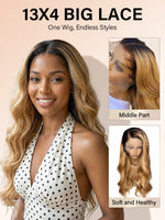 black brown ombre wig body wave 13x4 lace front human hair wigs | WigOutlets