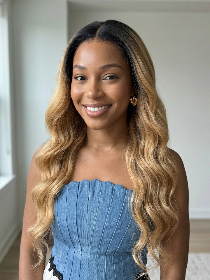 black brown ombre wig body wave 13x4 lace front human hair wigs | WigOutlets