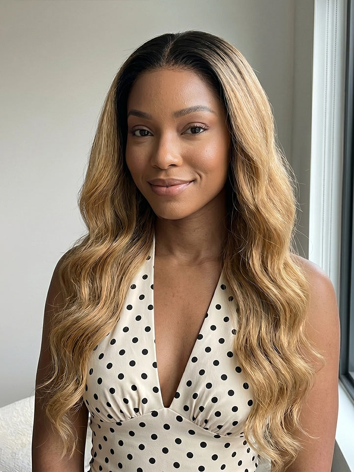 black brown ombre wig body wave 13x4 lace front human hair wigs | WigOutlets