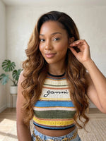 black brown ombre human hair wig 13x4 lace front wigs body wave | WigOutlets