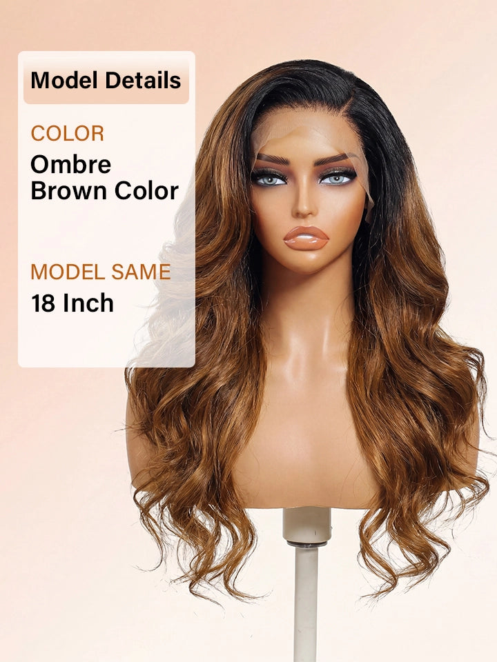 black brown ombre human hair wig 13x4 lace front wigs body wave | WigOutlets