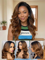 black brown ombre human hair wig 13x4 lace front wigs body wave | WigOutlets