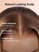 light brown highlight wig water wave 13x4 lace front human hair wigs | WigOutlets
