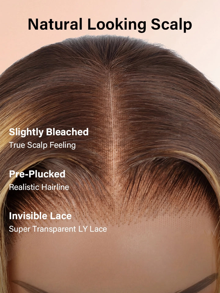 light brown highlight wig water wave 13x4 lace front human hair wigs | WigOutlets