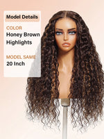 light brown highlight wig water wave 13x4 lace front human hair wigs | WigOutlets