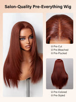layered reddish brown wig straight hair lace front human hair wigs | WigOutlets