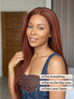 layered reddish brown wig straight hair lace front human hair wigs | WigOutlets