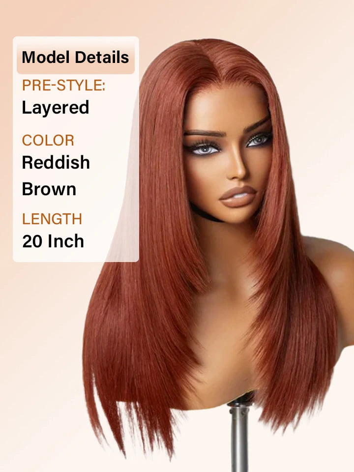 layered reddish brown wig straight hair lace front human hair wigs | WigOutlets