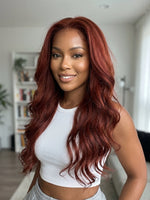 reddish brown wig body wave lace front human hair wigs | WigOutlets