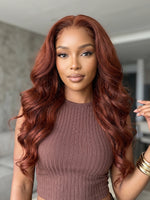 reddish brown wig body wave lace front human hair wigs | WigOutlets