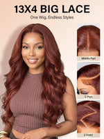 reddish brown wig body wave lace front human hair wigs | WigOutlets