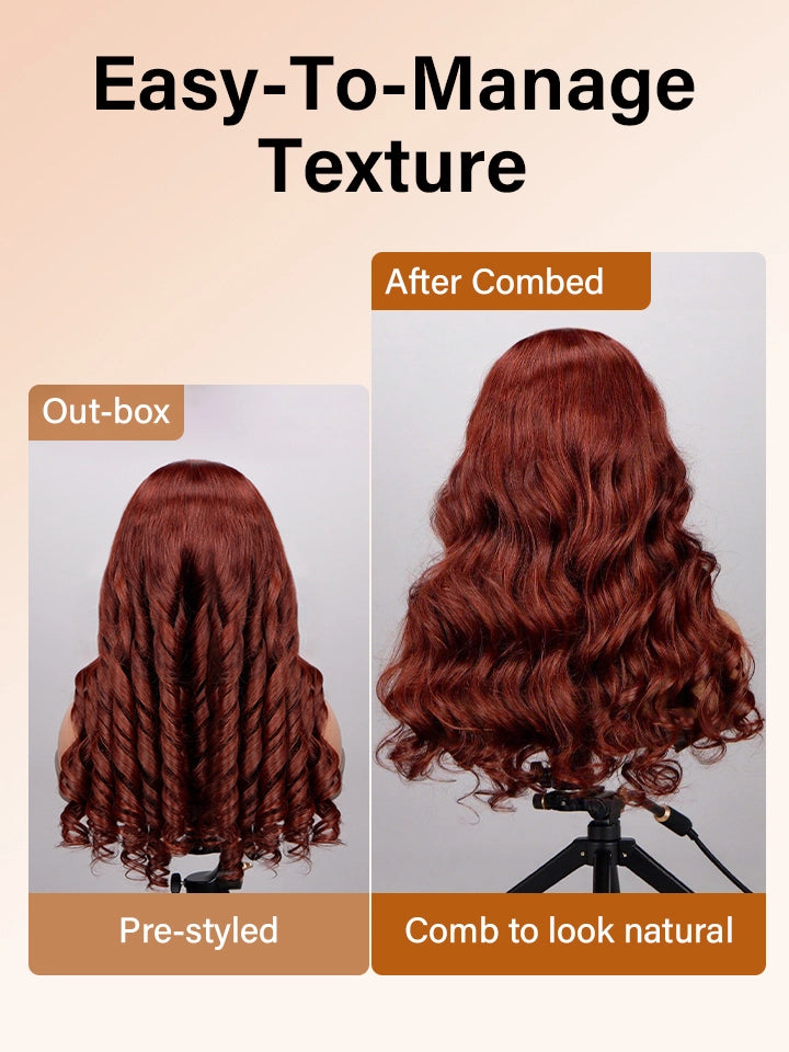 reddish brown wig body wave lace front human hair wigs | WigOutlets