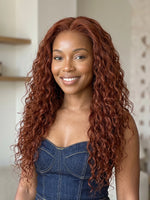 reddish brown wig water wave lace front human hair wigs | WigOutlets