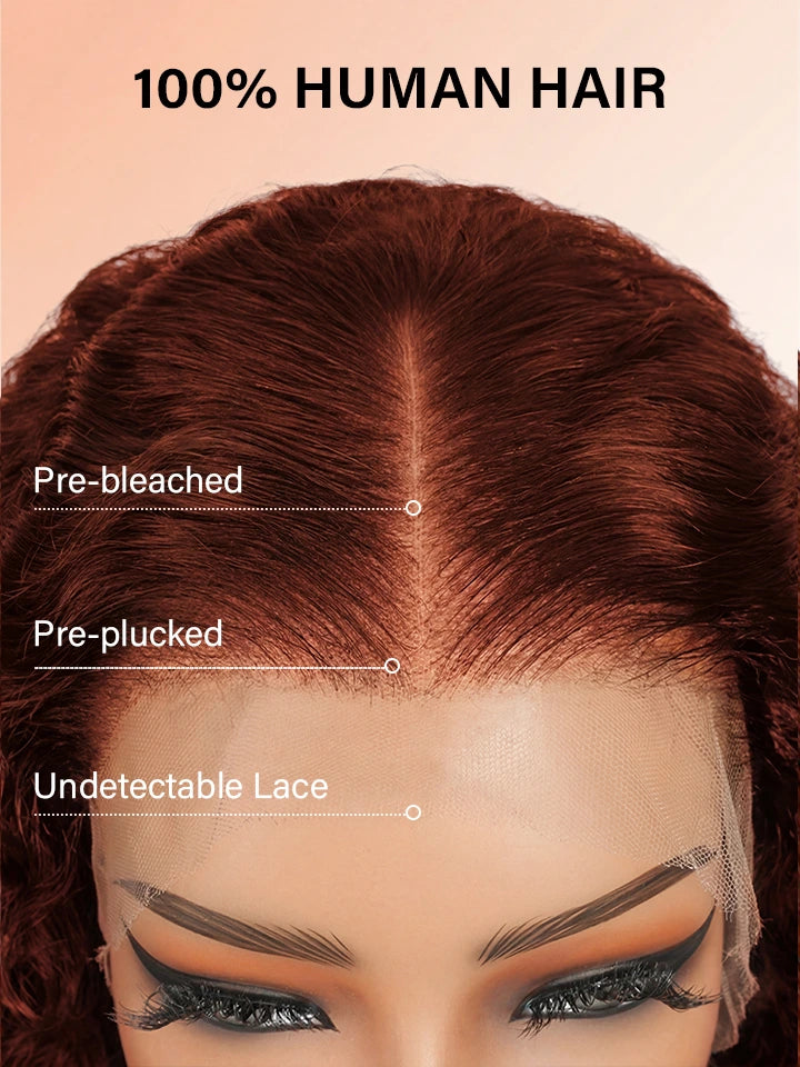 reddish brown wig water wave lace front human hair wigs | WigOutlets