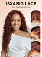 reddish brown wig water wave lace front human hair wigs | WigOutlets