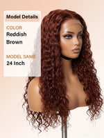 reddish brown wig water wave lace front human hair wigs | WigOutlets