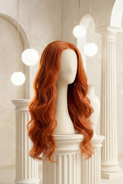 Wig Outlets 13x6 Body Wave Lace Front #350 Human Hair Wig, featuring a rich #350 reddish-burgundy color with soft, voluminous body wave curls. The 13x6 lace front ensures a natural, seamless hairline and allows for versatile styling, while the wig’s body wave texture adds movement and bounce for a glamorous, natural look.