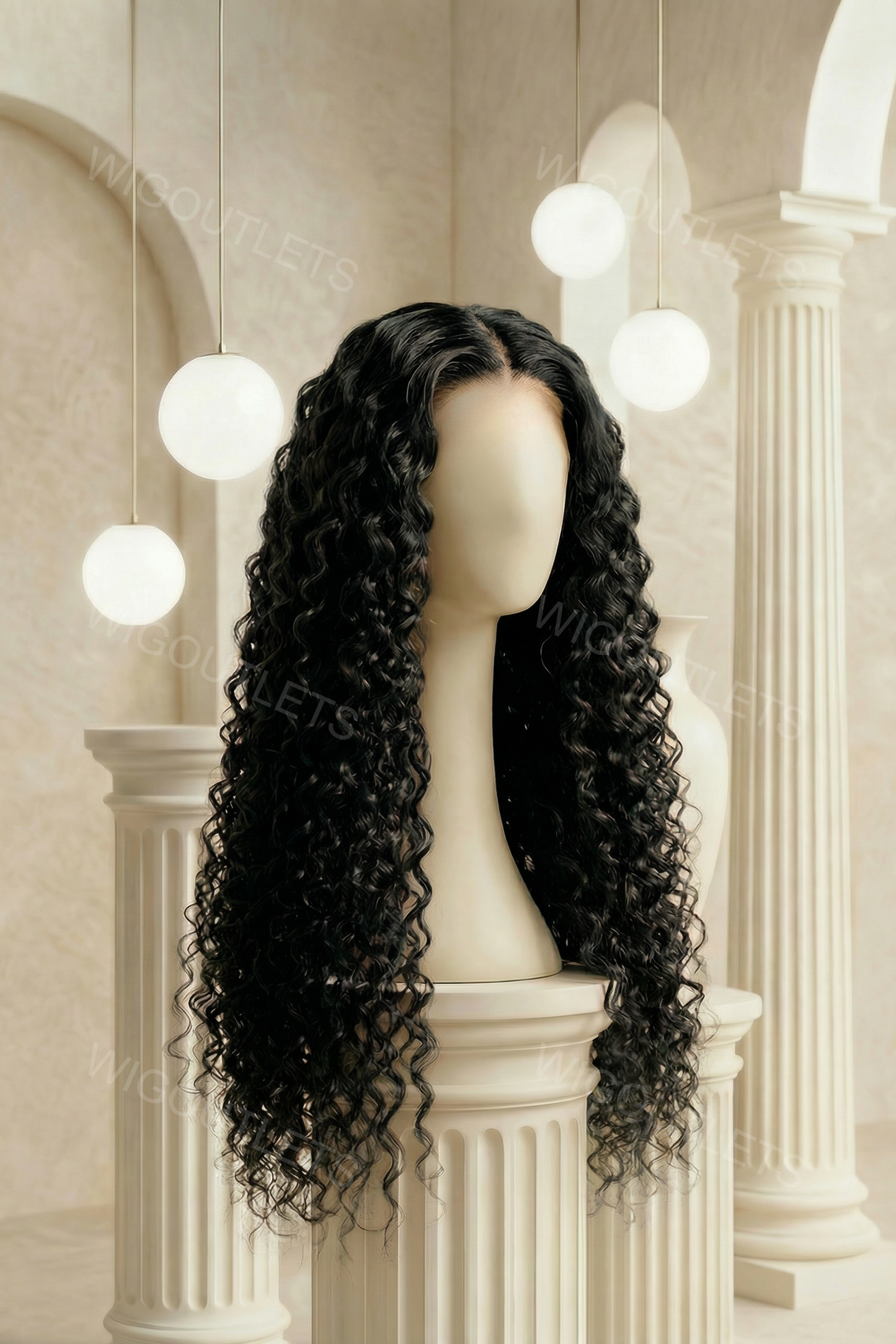 Wig Outlets Full 13x6 Natural Black Deep Wave Lace Front Wig, featuring deep, defined waves in a rich natural black color. The 13x6 lace front creates a flawless, realistic hairline, while the deep wave texture provides volume, bounce, and movement for a stylish and natural look.
