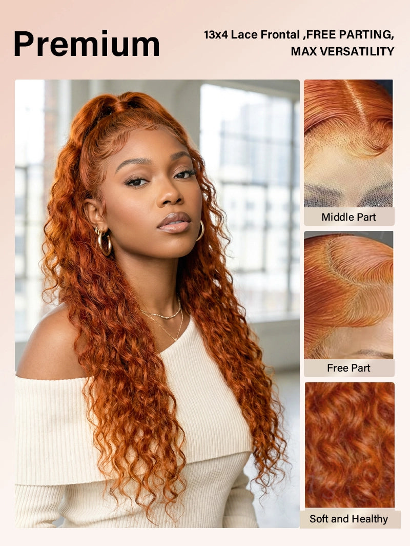 ginger wig water wave 13x4 lace front human hair wigs | WigOutletes