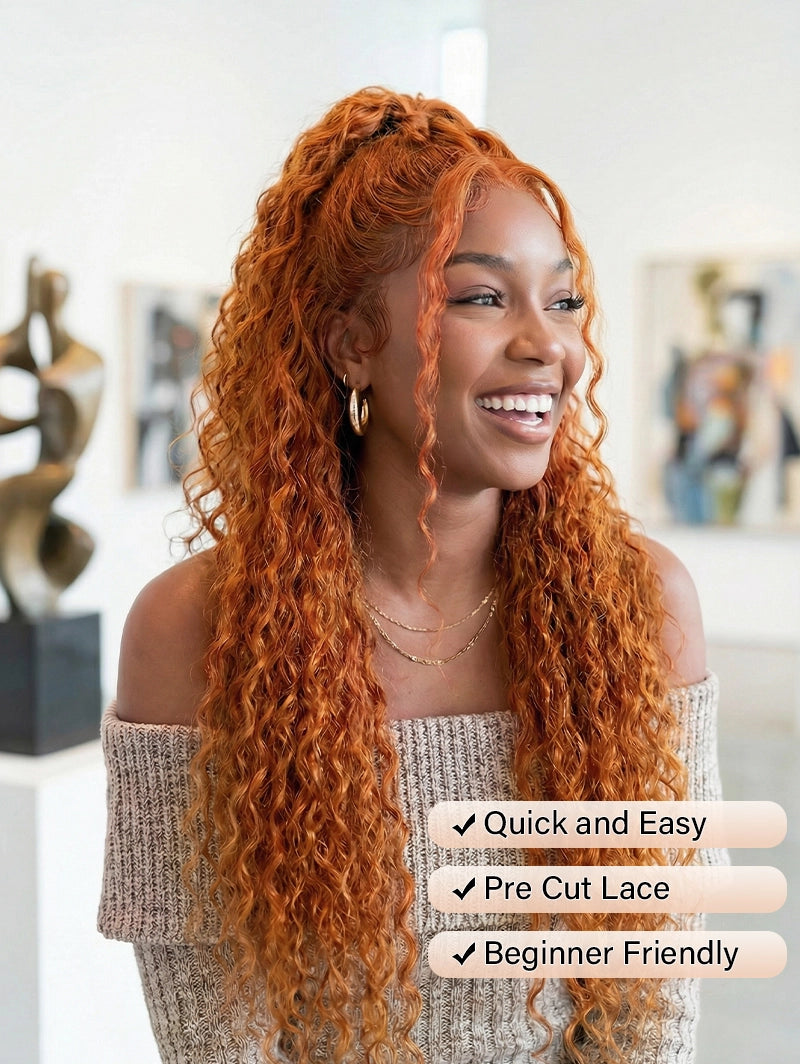 ginger wig water wave 13x4 lace front human hair wigs | WigOutletes