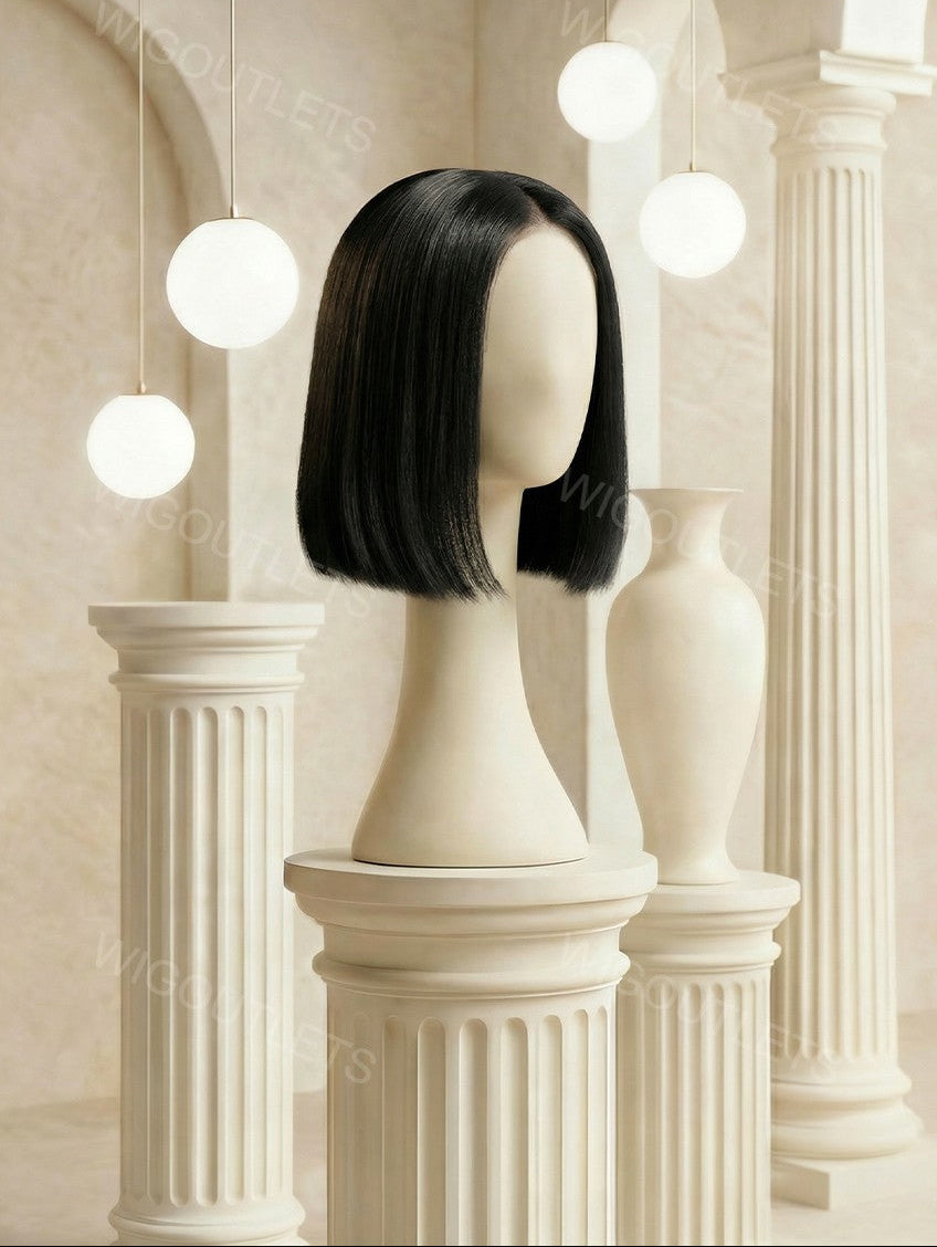 4x6 3s Wear Straight Bob Invisible Knots Natural Black Beginner Friendly