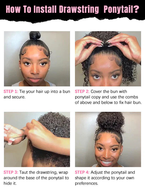 how to install drawstring ponytail