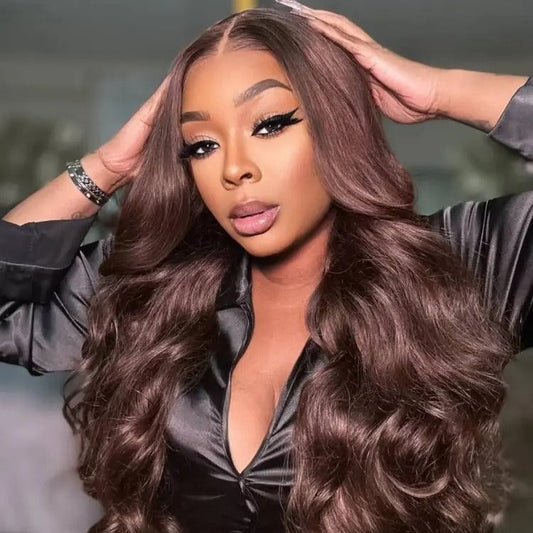 13x4 Chocolate Brown Glueless Wigs Body Wave