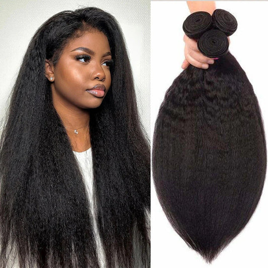 Kinky Straight Hair Bundle Unprocessed Virgin Human Hair Weaves Natural Extensions
