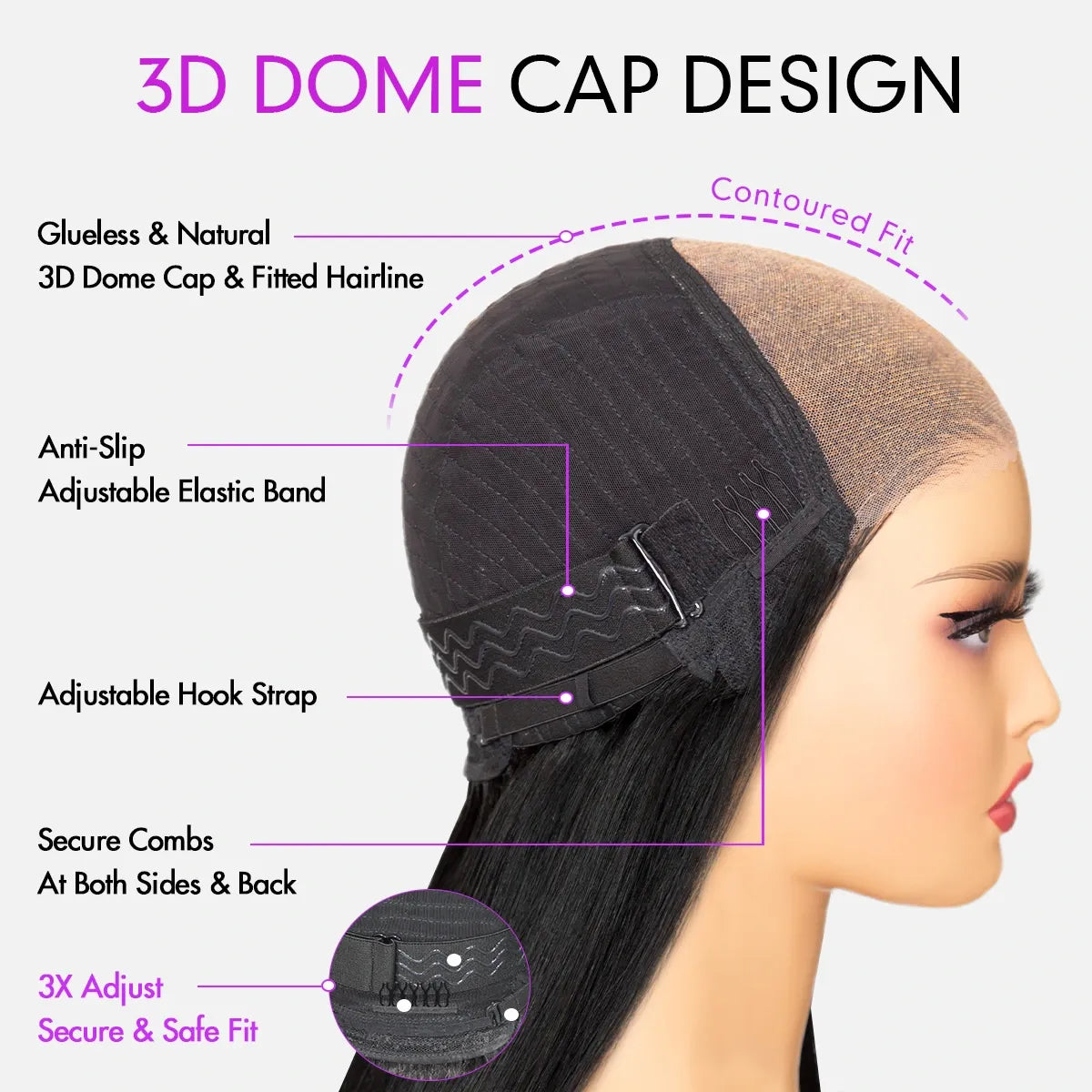 4x6 3s Wear Straight Bob Invisible Knots Natural Black Beginner Friendly