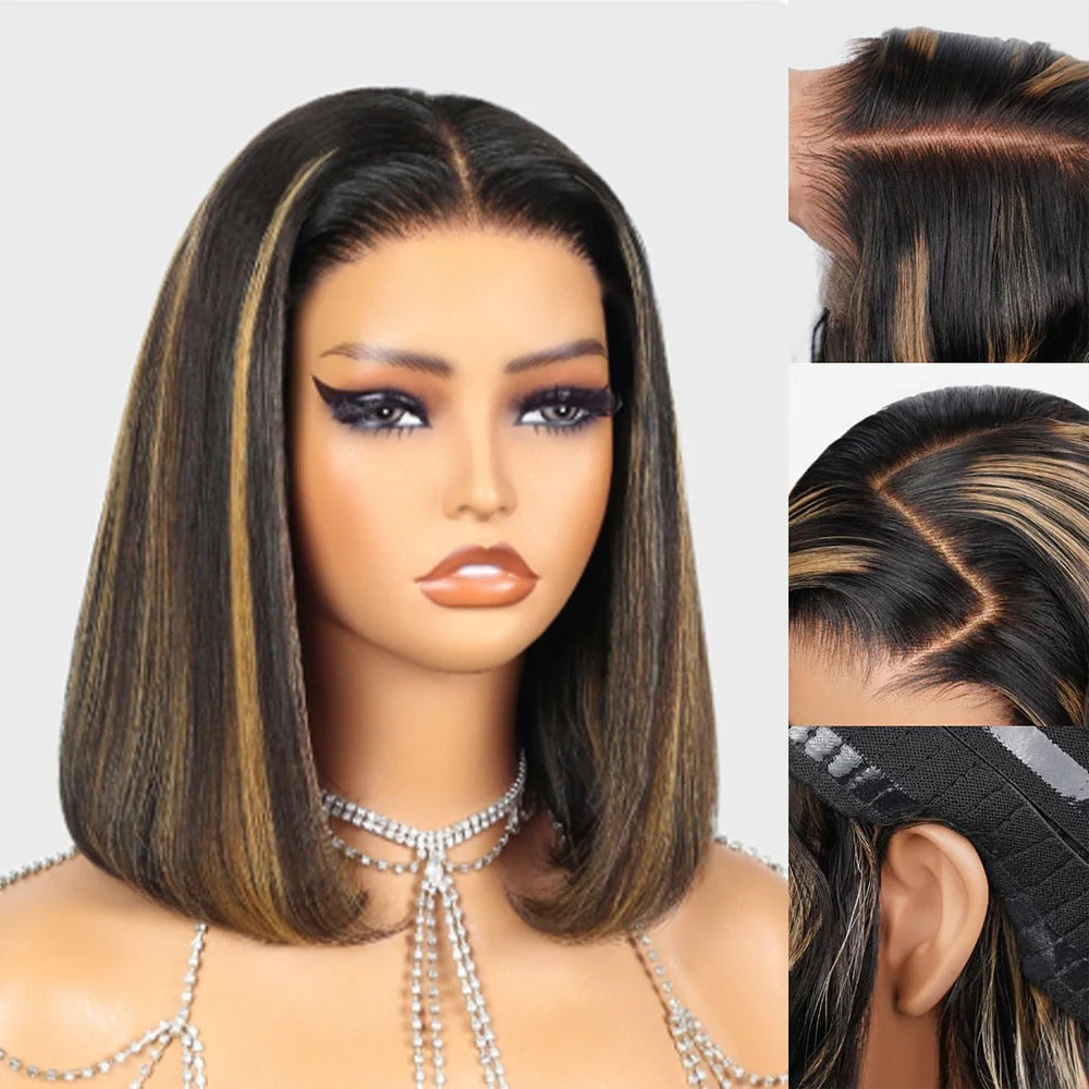 13x4 Highlight P1B/30 Straight Bob Invisible Knots Natural Black Beginner Friendly