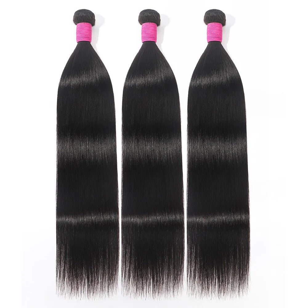 Straight Human  Hair Bundle Unprocessed Virgin Human Hair Weaves Natural Extensions