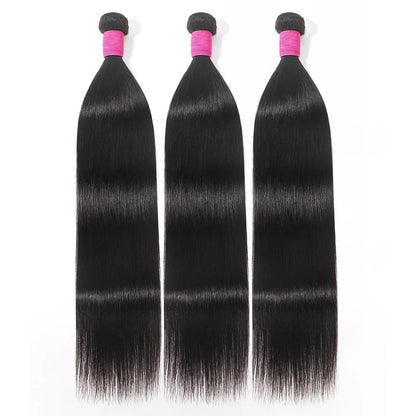 Straight Human  Hair Bundle Unprocessed Virgin Human Hair Weaves Natural Extensions