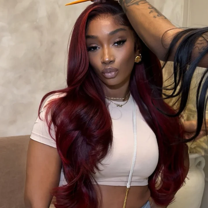 13x4 Lace Front Wig #99j Body Wave Hair Wigs