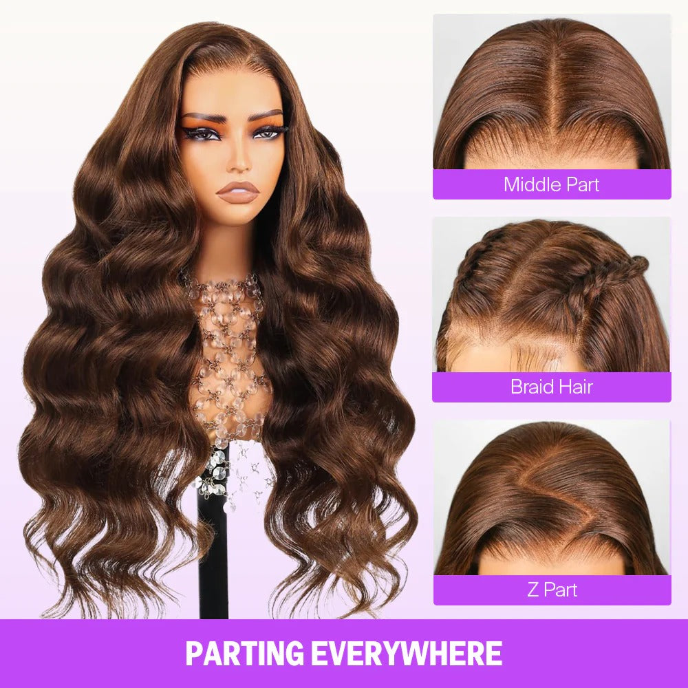 13x6 Chocolate Brown Glueless Wigs Body Wave