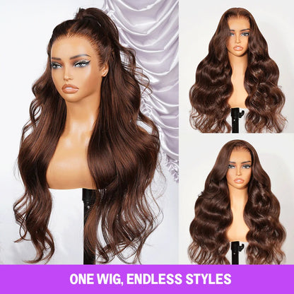 13x6 Chocolate Brown Glueless Wigs Body Wave
