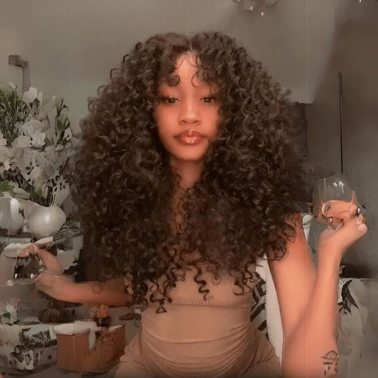 #4 Brown Water Wave Human Crochet Hair Extensions