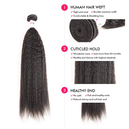 Kinky Straight Hair Bundle Unprocessed Virgin Human Hair Weaves Natural Extensions