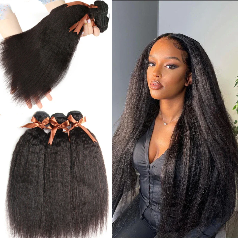 Kinky Straight Hair Bundle Unprocessed Virgin Human Hair Weaves Natural Extensions