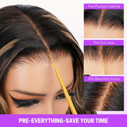 13x4 Highlight P1B/30 Straight Bob Invisible Knots Natural Black Beginner Friendly